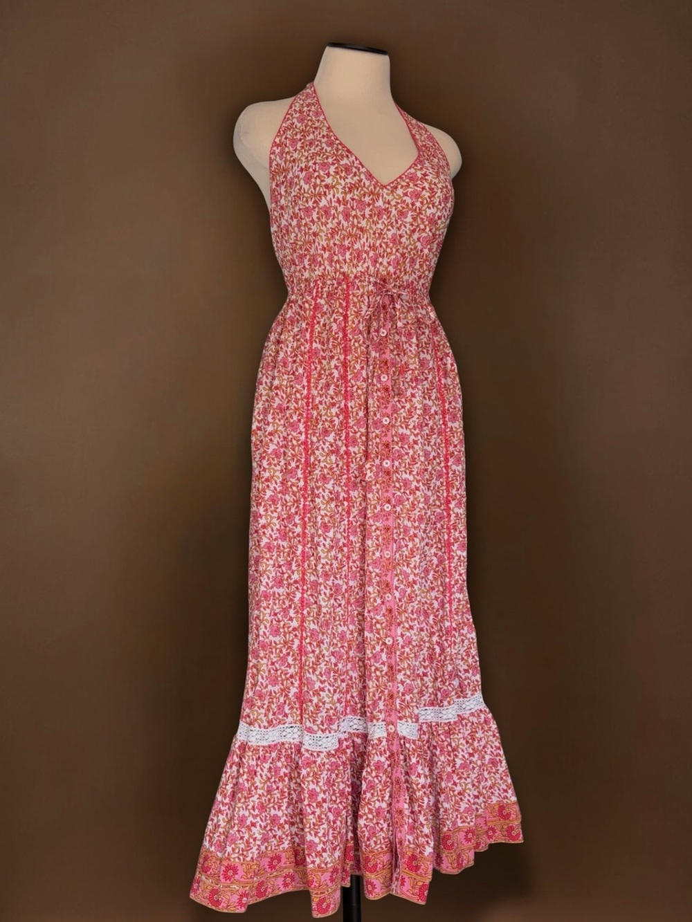 Poupette St. Barth Carine Floral Print Maxi Dress Pink